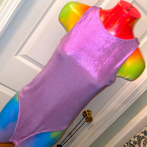 SHE + SKY Lilac Metallic One Piece Bodysuit NWTs - Picture 4 of 10